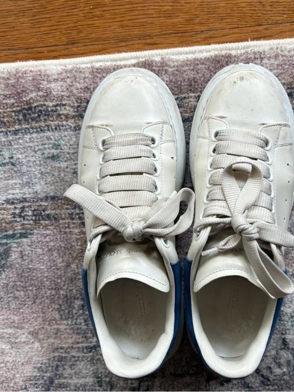 Alexander McQueen White Sneakers with Blue Heel Panel